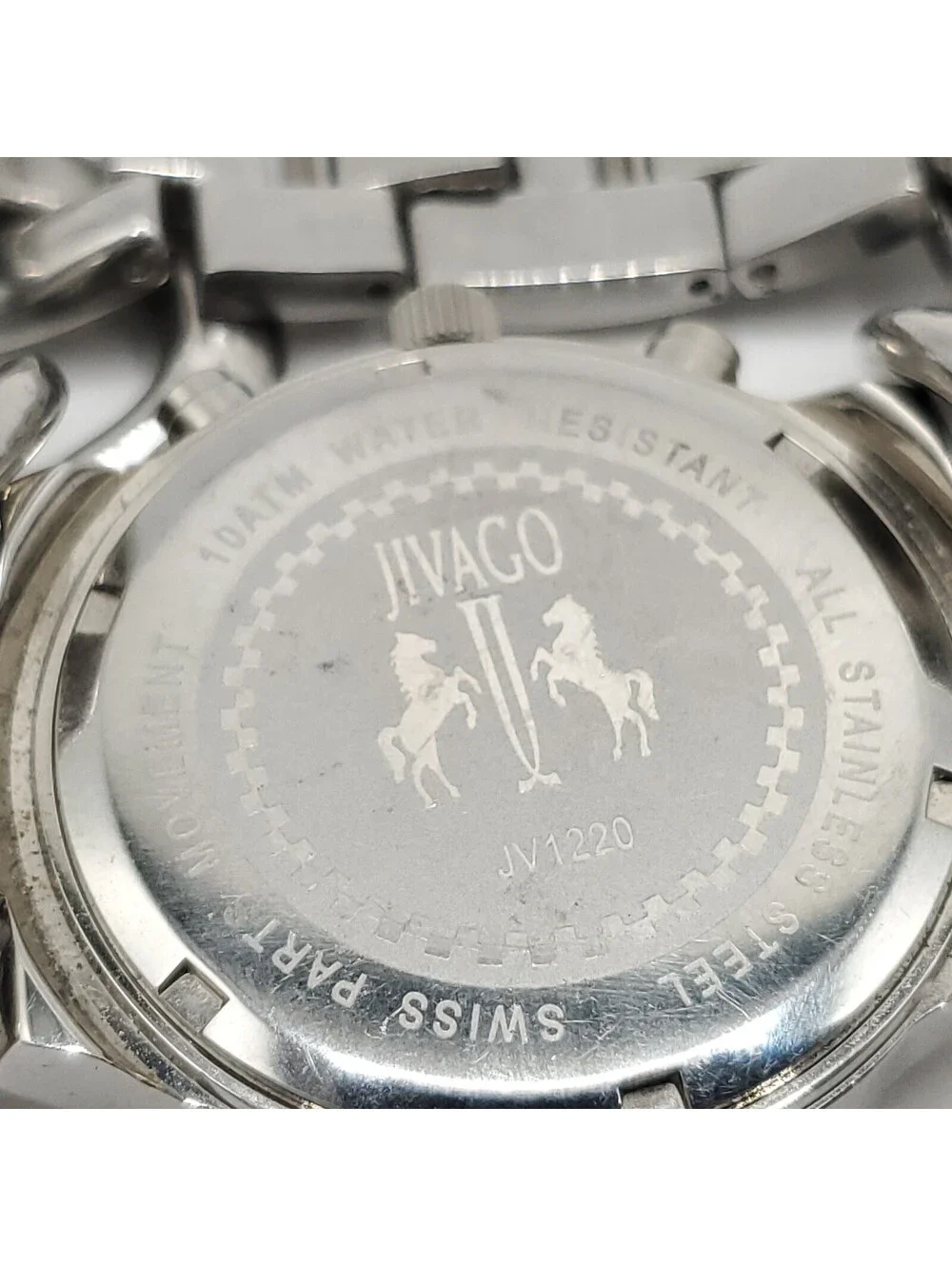Jivago Multifunction Quartz Watch Men 38mm Silver Tone Chain Band New Battery